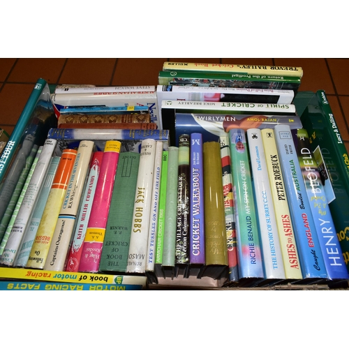 422 - Two Boxes of SPORTING BOOKS comprising approximately sixty-eight titles in hardback format to includ... 