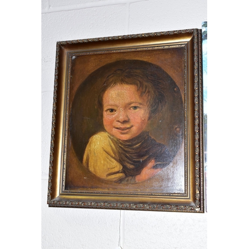 432 - 19TH CENTURY CONTINENTAL SCHOOL, Head and shoulders portrait of a young boy holding soap? in his han... 