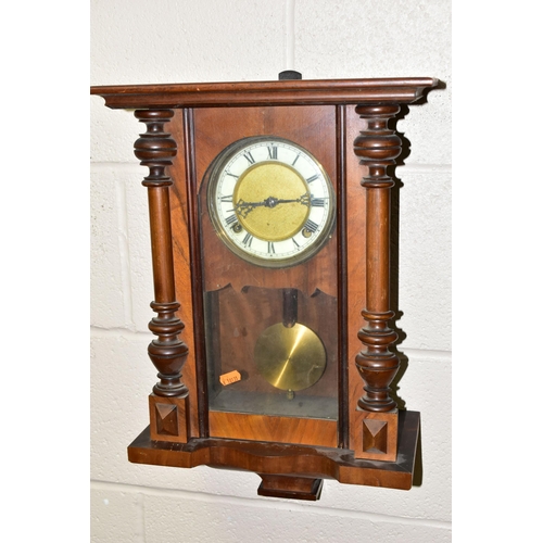 434 - TWO CLOCKS, comprising a Victorian black slate mantel clock of architectural form, chapter ring havi... 