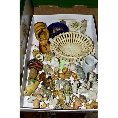 453 - SIX BOXES OF CERAMICS AND HOUSEHOLD ORNAMENTS, to include a Royal Doulton 'Countess' pattern berry d... 