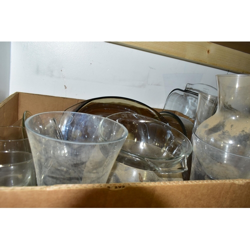 459 - FOUR BOXES OF GLASSWARE, to include a boxed green glass lemonade set,  a boxed set of six wine glass... 