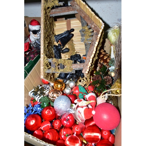 466 - TWELVE BOXES AND LOOSE ASSORTED SUNDRY ITEMS TO BE SOLD FOR CHARITY, to include Christmas decoration... 