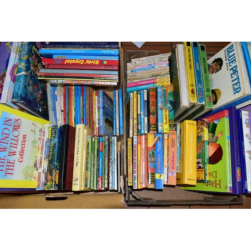 469 - TWO BOXES OF CHILDREN'S BOOKS containing approximately 110 titles in hardback and paperback formats ... 