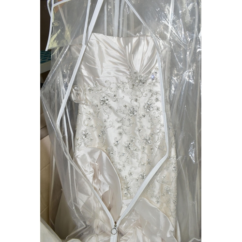 472 - THIRTEEN WEDDING DRESSES, retail stock clearance (some may have marks or very light damage) varying ... 