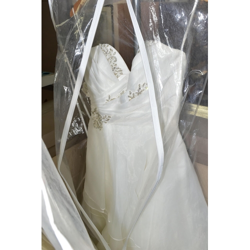 472 - THIRTEEN WEDDING DRESSES, retail stock clearance (some may have marks or very light damage) varying ... 