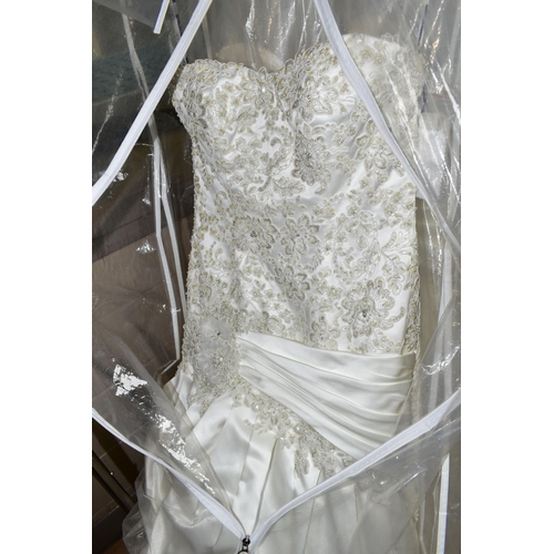 472 - THIRTEEN WEDDING DRESSES, retail stock clearance (some may have marks or very light damage) varying ... 