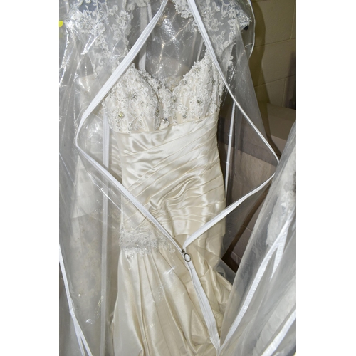 472 - THIRTEEN WEDDING DRESSES, retail stock clearance (some may have marks or very light damage) varying ... 