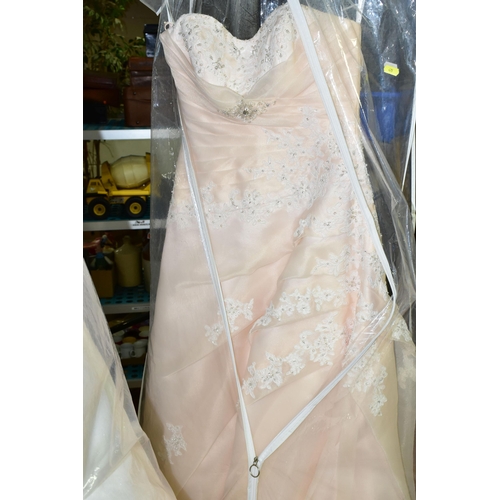 475 - FOURTEEN WEDDING DRESSES, retail stock clearance (some may have marks or very light damage) varying ... 