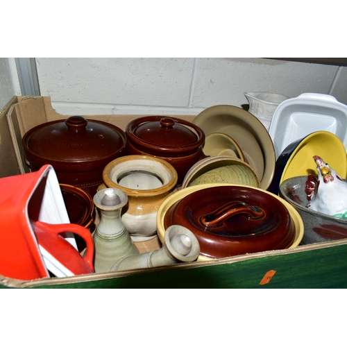 494 - THREE BOXES AND LOOSE KITCHEN WARES AND SUNDRIES ETC, to include four Royal Worcester 'Somerset Frui... 