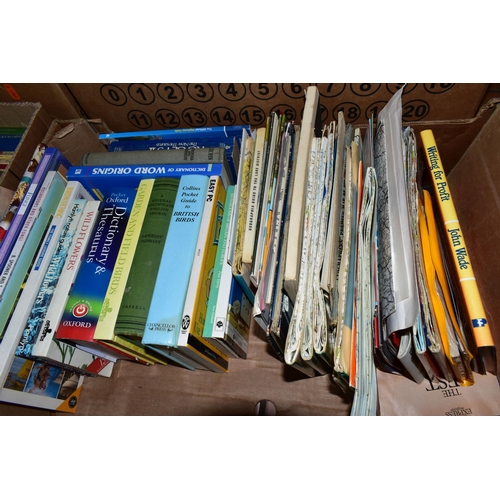 502 - FOUR BOXES OF BOOKS/EPHEMERA to include approximately sixty book titles in hardback and paperback fo... 