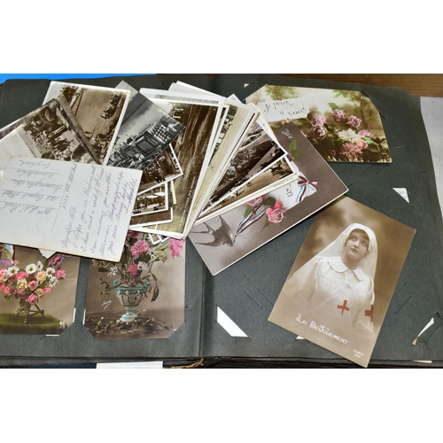 504 - VINTAGE POSTCARDS, approximately 435 Postcards (some embroidered) in one album, mostly Edwardian or ... 