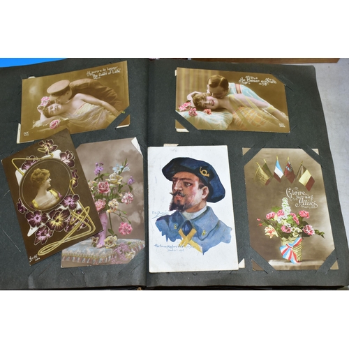 504 - VINTAGE POSTCARDS, approximately 435 Postcards (some embroidered) in one album, mostly Edwardian or ... 