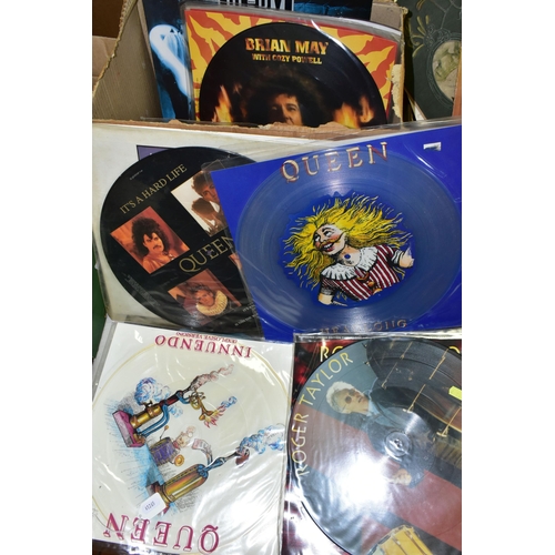 510 - A BOX OF PICTURE DISCS AND OTHER RECORDS, to include Queen Innuendo, Headlong, It's A Hard Life, I'm... 