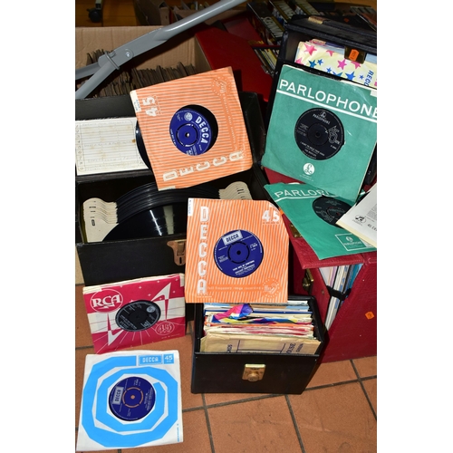 514 - A BOX AND NINE CASES OF RECORDS, to include approximately two hundred LPs, 78s and singles/45s, arti... 