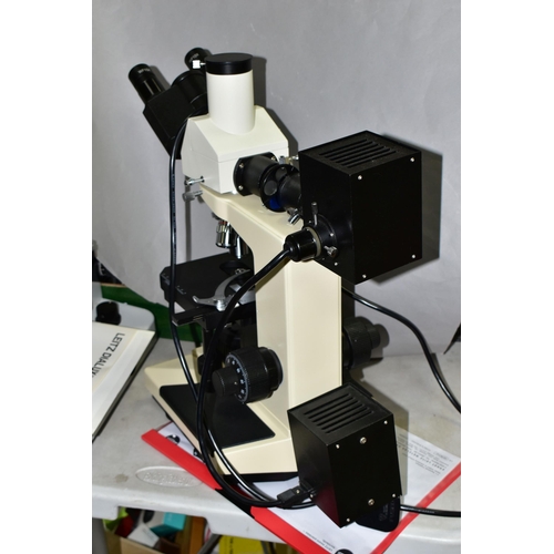 532 - AN UNBRANDED BINOCULAR MICROSCOPE, with power cable, possibly a laboratory and research microscope L... 