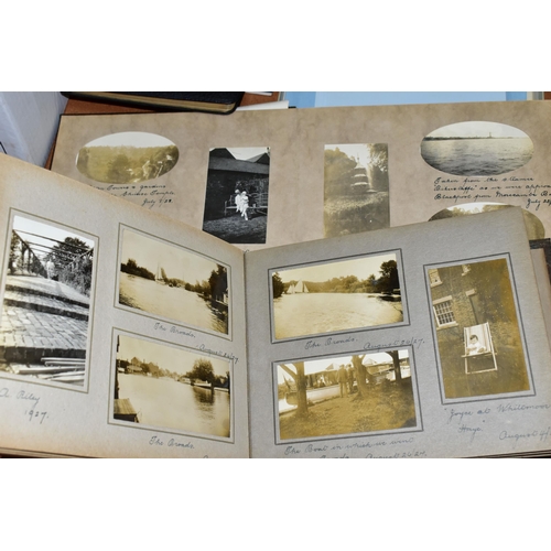 553 - THREE ALBUMS OF FAMILY PHOTOGRAPHS taken at home or on holidays from 1926-1938 with individual entri... 