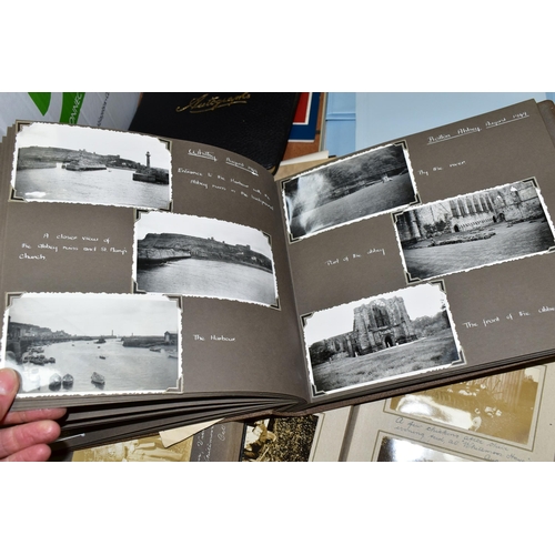 553 - THREE ALBUMS OF FAMILY PHOTOGRAPHS taken at home or on holidays from 1926-1938 with individual entri... 