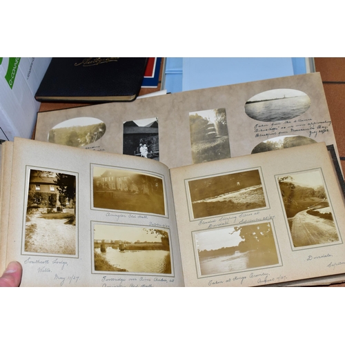 553 - THREE ALBUMS OF FAMILY PHOTOGRAPHS taken at home or on holidays from 1926-1938 with individual entri... 