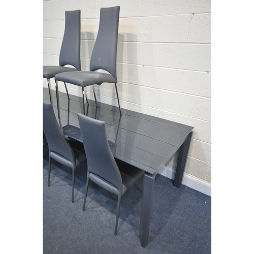 1198 - A CALLIGARIS ESTESO GRAPHITE GLASS EXTENDING TABLE, with a pull out leaves, on a smart mechanism, tw... 