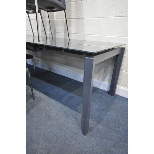 1198 - A CALLIGARIS ESTESO GRAPHITE GLASS EXTENDING TABLE, with a pull out leaves, on a smart mechanism, tw... 