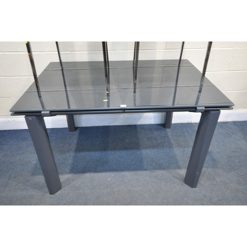 1198 - A CALLIGARIS ESTESO GRAPHITE GLASS EXTENDING TABLE, with a pull out leaves, on a smart mechanism, tw... 