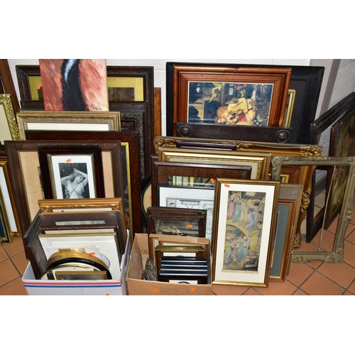 473 - A QUANTITY OF  FRAMED PRINTS ETC, to include print reproductions of paints including John William Wa... 