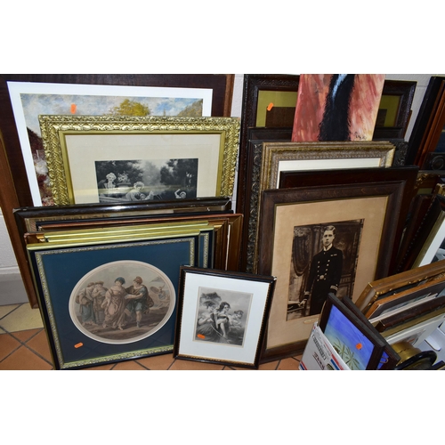 473 - A QUANTITY OF  FRAMED PRINTS ETC, to include print reproductions of paints including John William Wa... 