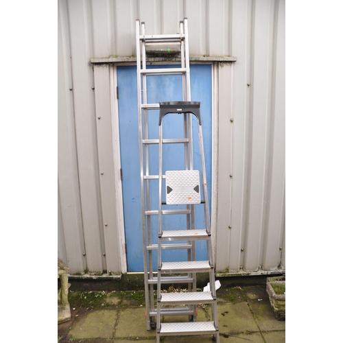 1004 - TWO SETS OF LADERS comprising a set of extendable ladders and a set of stepladders (2)