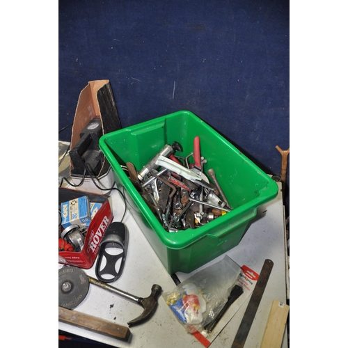 1079 - TWO TUBS OF TOOLS to include a tub of handtools, spanners, sockets, ratchets, snips etc and a tub co... 