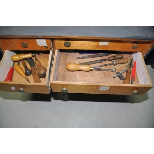 1088 - A ENGINEERS TOOL CHEST with eight drawers (missing a draw) containing files, snips, large scissors, ... 