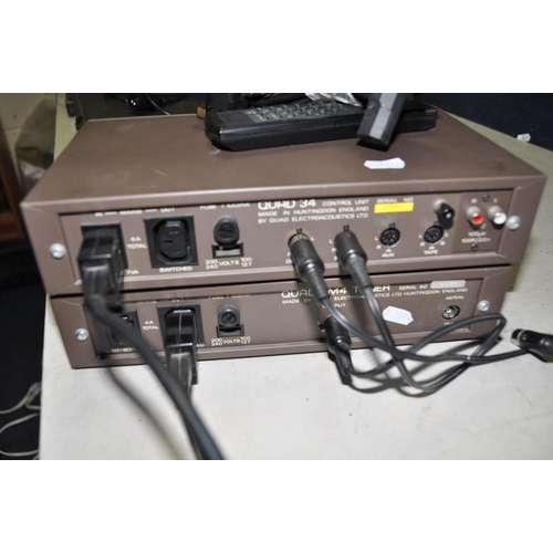 1107 - A QUAD FM4 TUNER along with a Quad 34 control unit with cables (PAT pass and working)