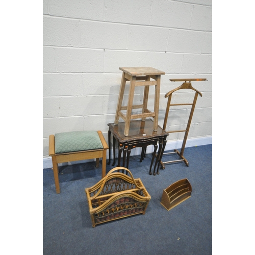 1207 - A SELECTION OF OCCASIONAL FURNITURE, to include a mahogany nest of three tables, 56cm x depth 41cm x... 