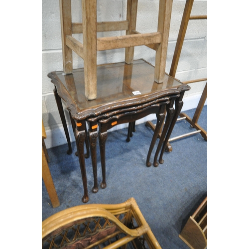 1207 - A SELECTION OF OCCASIONAL FURNITURE, to include a mahogany nest of three tables, 56cm x depth 41cm x... 