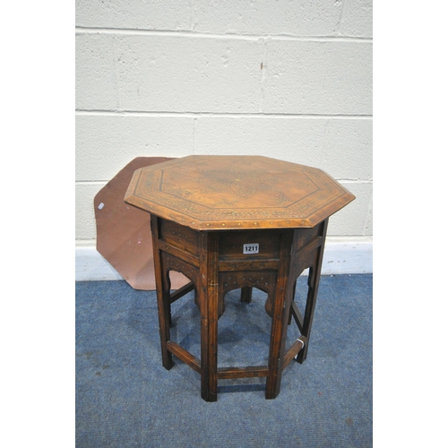 1211 - AN ANGLO-INDIAN HARDWOOD AND BRASS INLAID OCTAGONAL OCCASIONAL TABLE, 51cm diameter x height 51cm (c... 