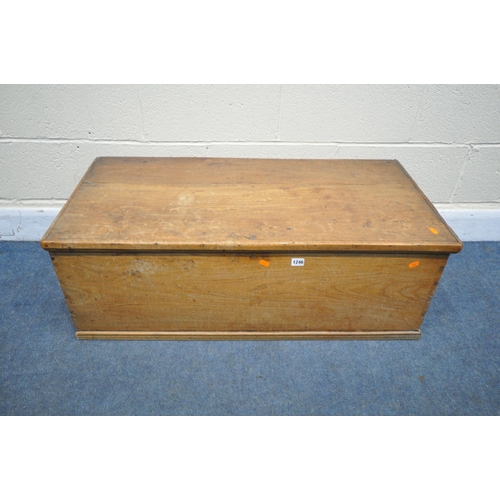 1246 - A 19TH CENTURY ELM BLANKET CHEST, width 49cm x depth 36cm x height 35cm (condition:-distressed and i... 