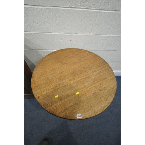 1248 - A GEORGIAN MAHOGANY CIRCULAR TILT TOP TRIPOD TABLE, diameter 80cm x height 70cm, and a Georgian oak ... 