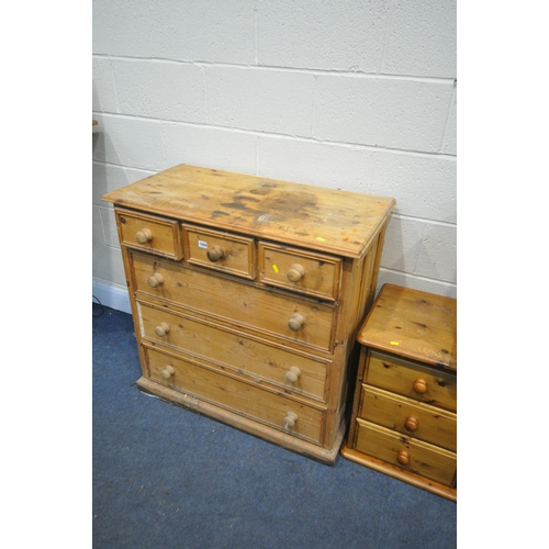 1259 - A MODERN PINE CHEST OF SIX DRAWERS, width 92cm x depth 50cm x height 91cm (condition:-distressed and... 