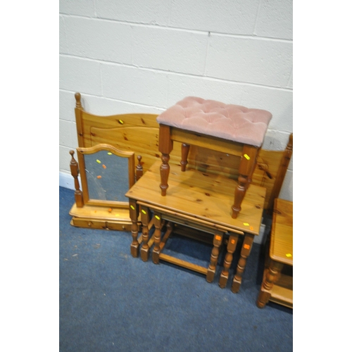 1260 - A SELECTION OF MODERN PINE OCCASIONAL FURNITURE, to include a two tables, a wine table, nest of thre... 