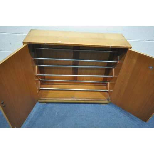 1271 - AN ART DECO MAPLE WOOD VENEER TWO DOOR SHOE CUPBOARD, width 99cm x depth 31cm x height 92m (conditio... 