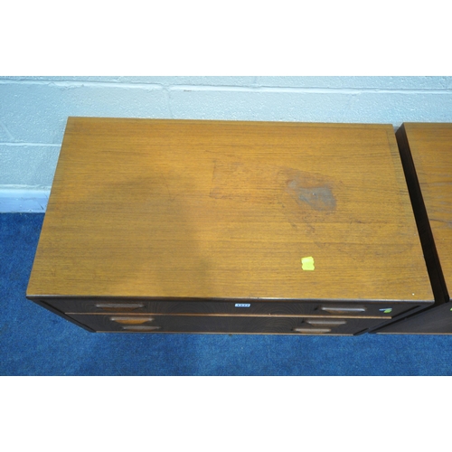 1277 - A OF G PLAN FRESCO TEAK LOW CHEST OF THREE DRAWERS, width 82cm x depth 46cm x height 54cm, along wit... 