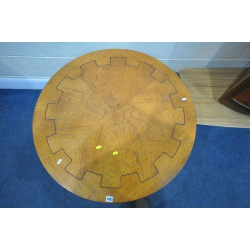 1283 - A MID-CENTURY CIRCULAR TEAK COFFEE TABLE, diameter 87cm x height 51cm, a Nathan teak corner unit, an... 