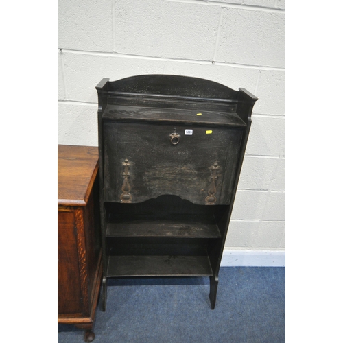 1285 - A EARLY 20TH CENTURY OAK HALL BUREAU, with a fall front door, width 66cm x depth 32cm x height 124cm... 