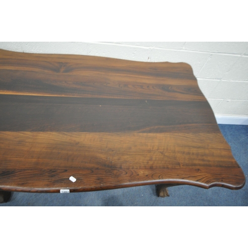 1287 - A GEORGIAN STYLE WALNUT TOP DINING TABLE, with a way top, on cabriole legs and ball and claw feet, l... 