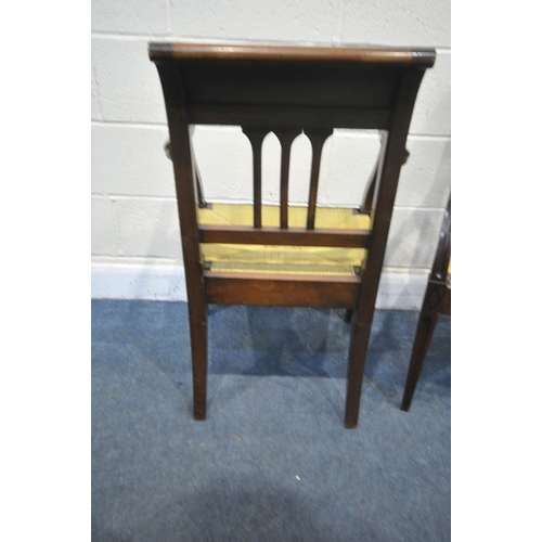 1294 - A PAIR OF GEORGIAN STYLE MAHOGANY CARVER CHAIRS, with drop in seat pads (condition:-rickety frame)