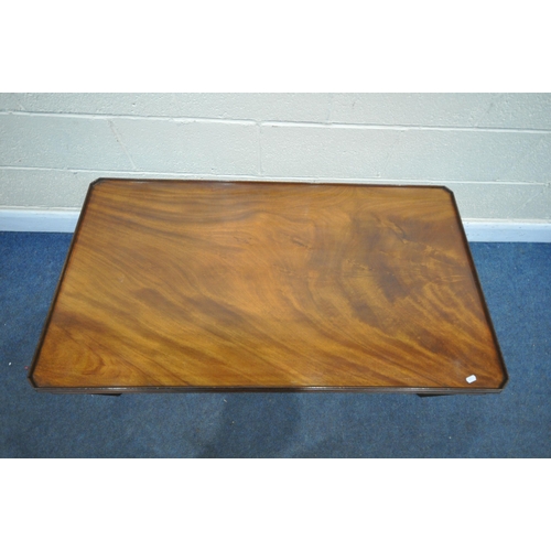 1298 - A BEVAN FUNNEL STYLE MAHOGANY COFFEE TABLE, with canted corners, length 123cm x depth 68cm x height ... 