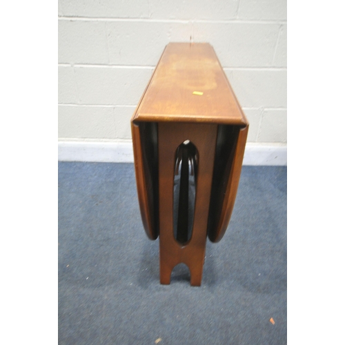 1300 - A MID-CENTURY TEAK OVAL GATE LEG TABLE, open length 155cm x closed length 25cm x depth 108cm x heigh... 