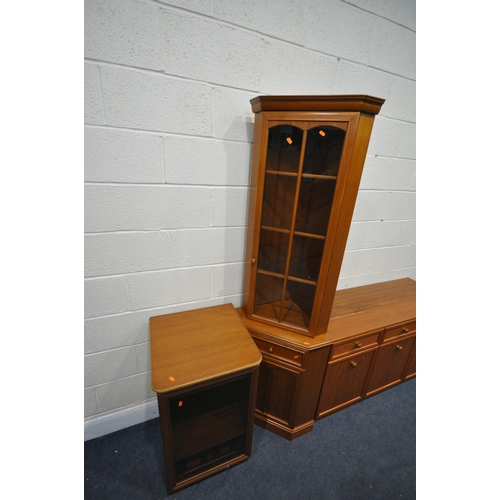 1302 - A MID CENTURY TEAK SIDEBOARD, with two sized drawers, over three cupboard doors, length 1320cm x dep... 