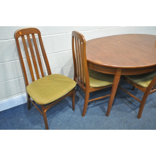 1306 - A MID-CENTURY TEAK EXTENDING DINING TABLE, with a single fold out leaf, open length 200cm x closed l... 