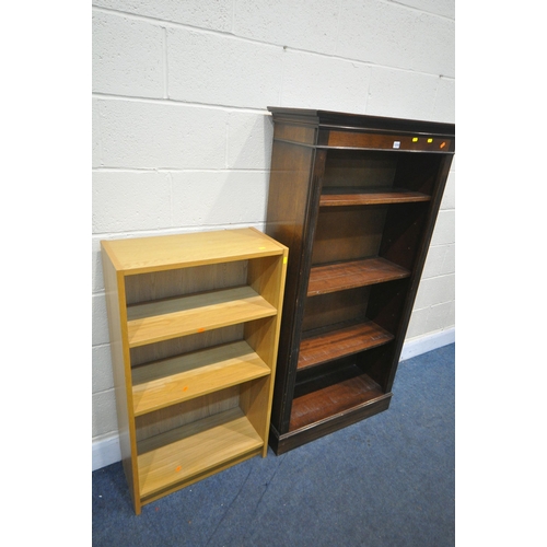 1310 - A MODERN OAK OPEN BOOKCASE, with three adjustable shelves, width 82cm x depth 33cm x height 154cm, a... 