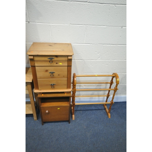 1312 - A SELECTION OF MAINLY PINE OCCASIONAL FURNITURE, to include a side table with two drawers, a three d... 